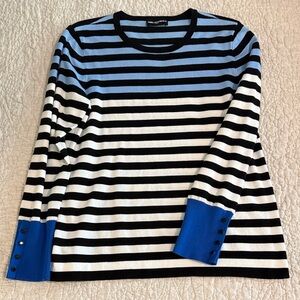 Karl Lagerfeld Black and Blue Striped Sweater